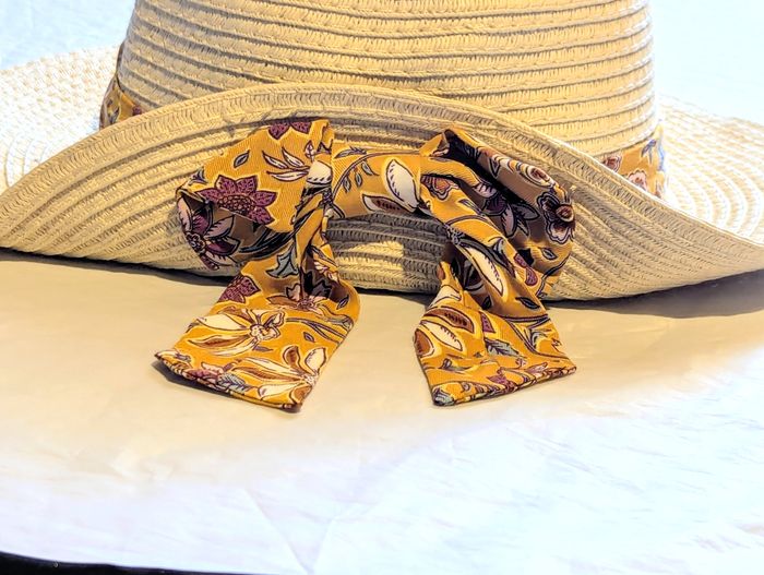 Chapeau Sergent Major Crème Bandeau Flot Ruban Motifs Fleurs Feuilles Flore Accessoire Enfants - photo numéro 2
