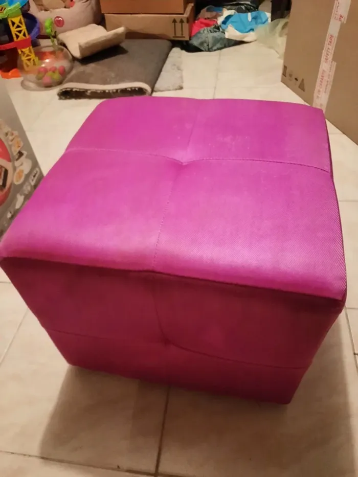 Lots de 4 poufs en cube fuschia - photo numéro 2