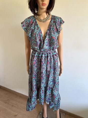 Robe longue imprimée neuve avec soie taille unique