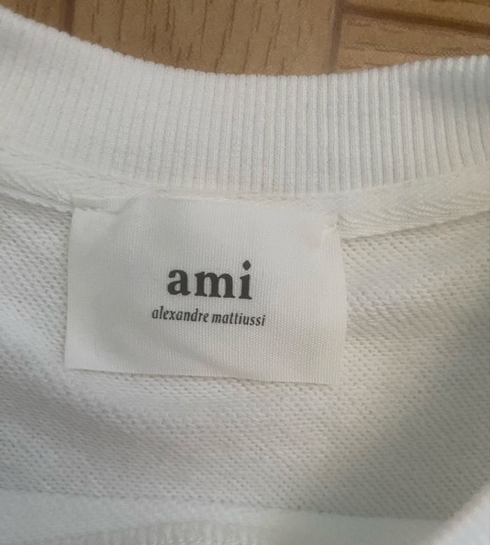 Pull Ami Paris - Blanc Cœur Rouge - Taille M - photo numéro 3