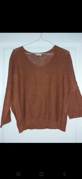 Pull col v orange automne