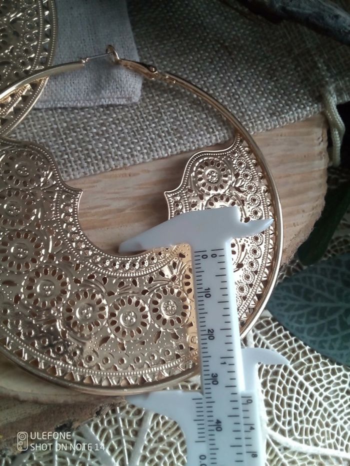 Grandes créoles dorées orientales - photo numéro 3