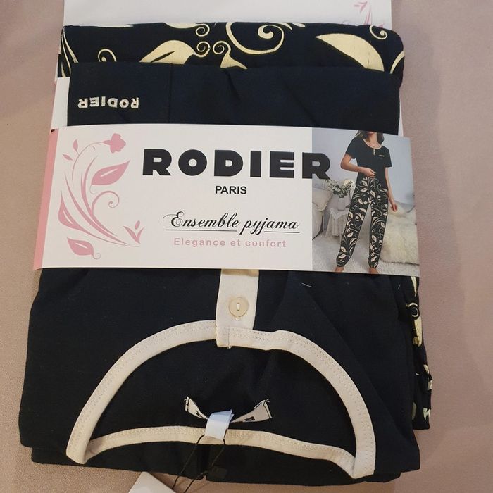 Pyjama femme 2 pièces noir et champagne taille L Rodier