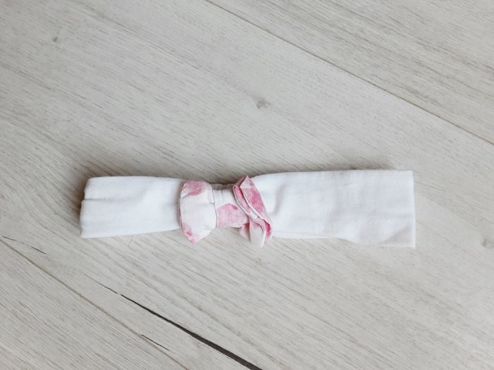 Vêtement bébé fille bandeau taille unique blanc noeud rose - photo numéro 2