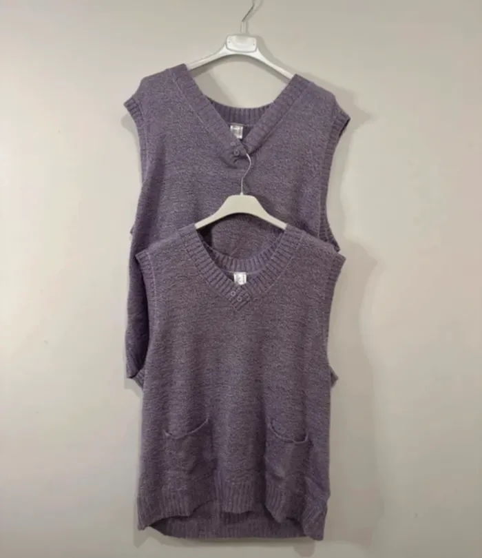 Lot de 2 Pulls Tuniques Femme – Violet – Sans Manches – Taille 46/48