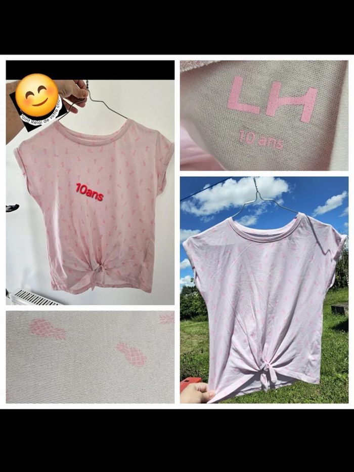 TEE shirt top rose 10 ans