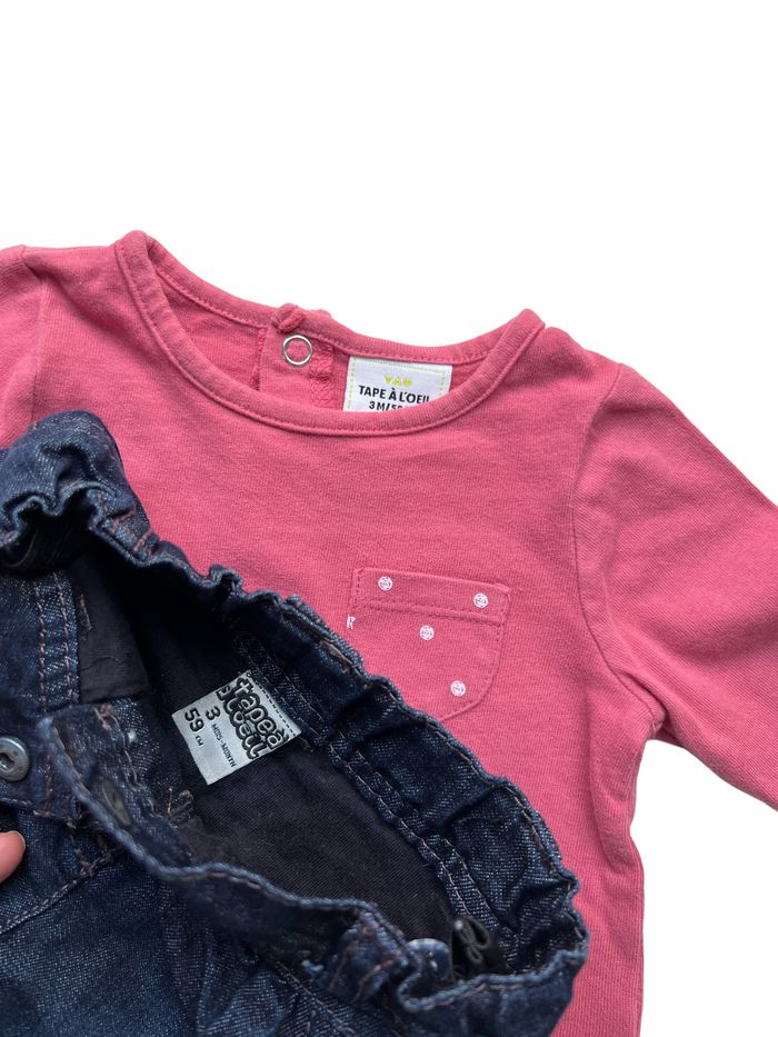 Ensemble t shirt et jeans 3 mois - photo numéro 2