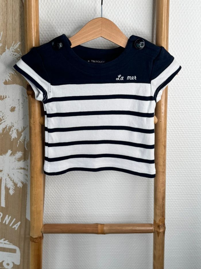 Tee-shirt manches courtes marinière Tim Pouce 12 mois