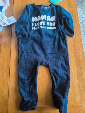 306651 pyjama bleu marine garçon 9 mois gémo "maman i love you"