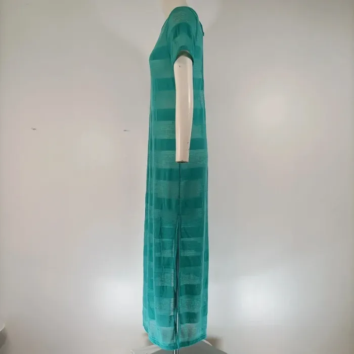 Robe longue bleue turquoise verte ajourée avec dos nu - robe de plage Taille 38 - A135 - photo numéro 4