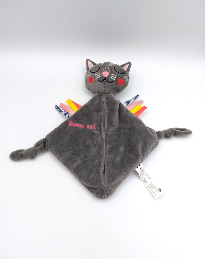 Doudou plat livre chat gris Bonne nuit éditions AUZOU 2021 au dodo chaton - photo numéro 2