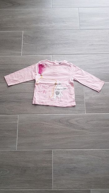 T-shirt rose manches longues doré Kiabi 12 mois