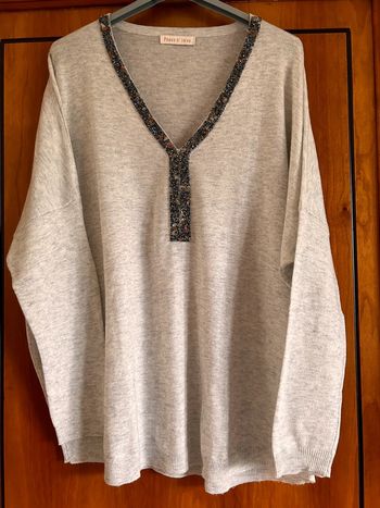 Pull gris col v Peace n’ love taille unique
