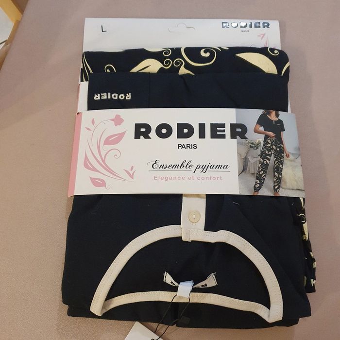 Pyjama femme 2 pièces noir et champagne taille L Rodier - photo numéro 5