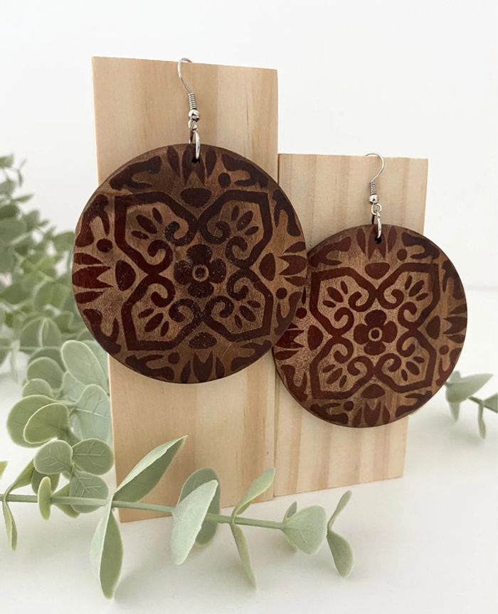 Lot 2 paires boucles d’oreilles 🤎 fils et bois 🤎 excellent état - photo numéro 3