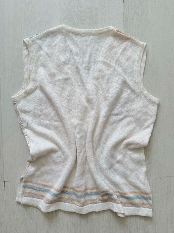 Pull Gilet sans manches vintage Flowers fleurs brodées - photo numéro 5