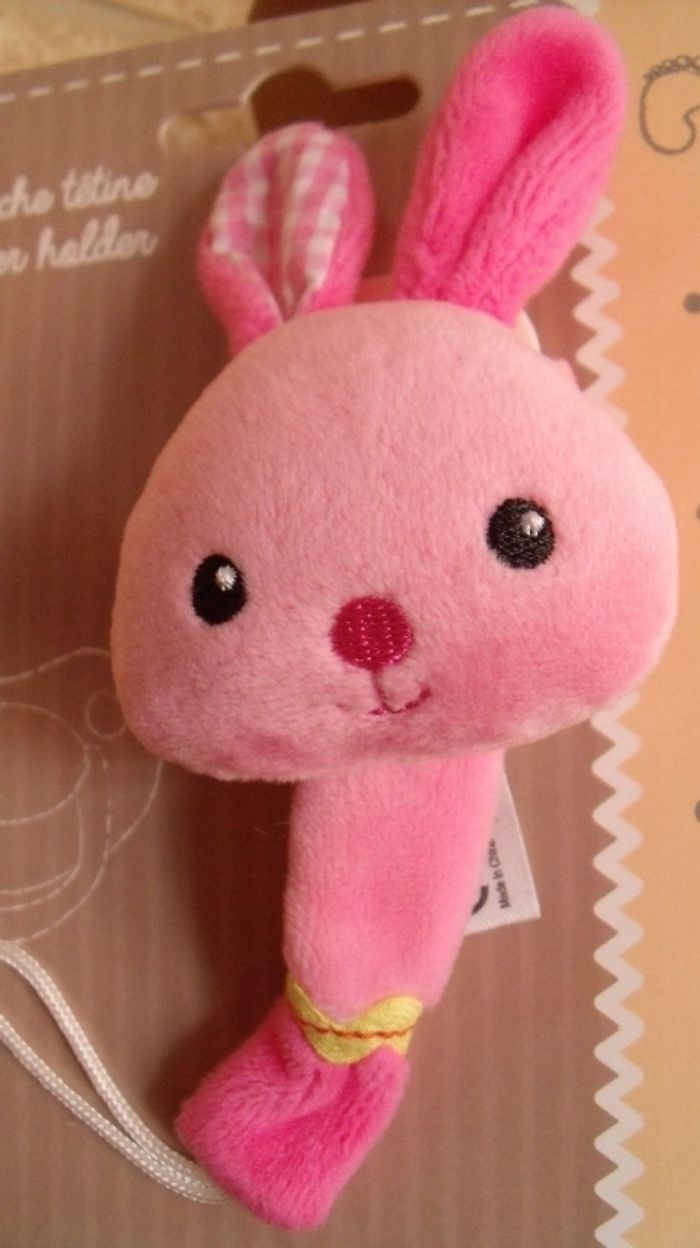 Accroche Tétine "PETIT LAPIN ROSE, " *Baby Jemini - photo numéro 3