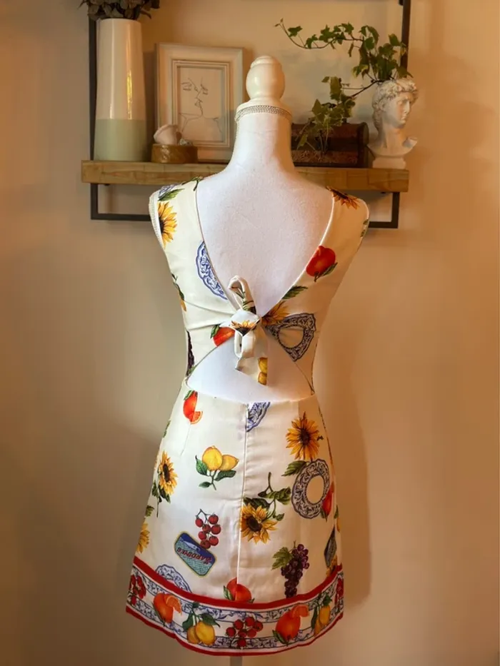 Robe d’été courte à imprimé agrumes – Dos ouvert – Taille XS - photo numéro 5