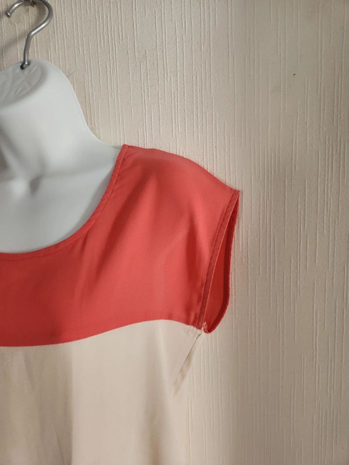 Blouse manches courtes Dolls S corail et beige - photo numéro 5