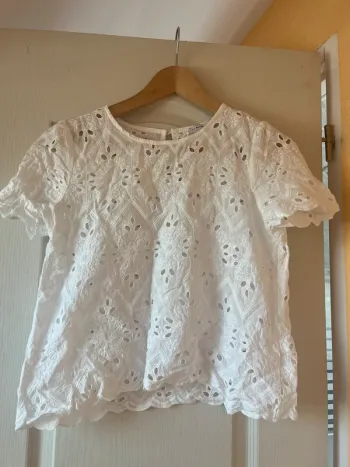 Blouse à manches courtes en broderie ajourée M-L