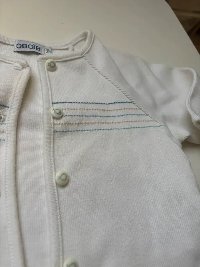 gilet okaïdi obaibi 3 mois blanc vintage - photo numéro 2