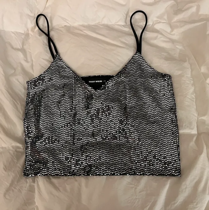 Halter top argenté