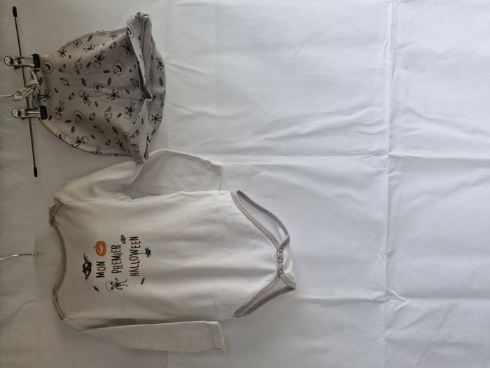 Ensemble 24 mois Pommette Blanc gris mon 1er halloween citrouille chauve-souris squelette araignée