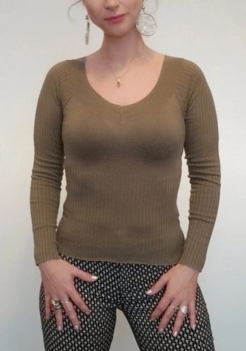 Pull côtelé fin moulant mng taille 36