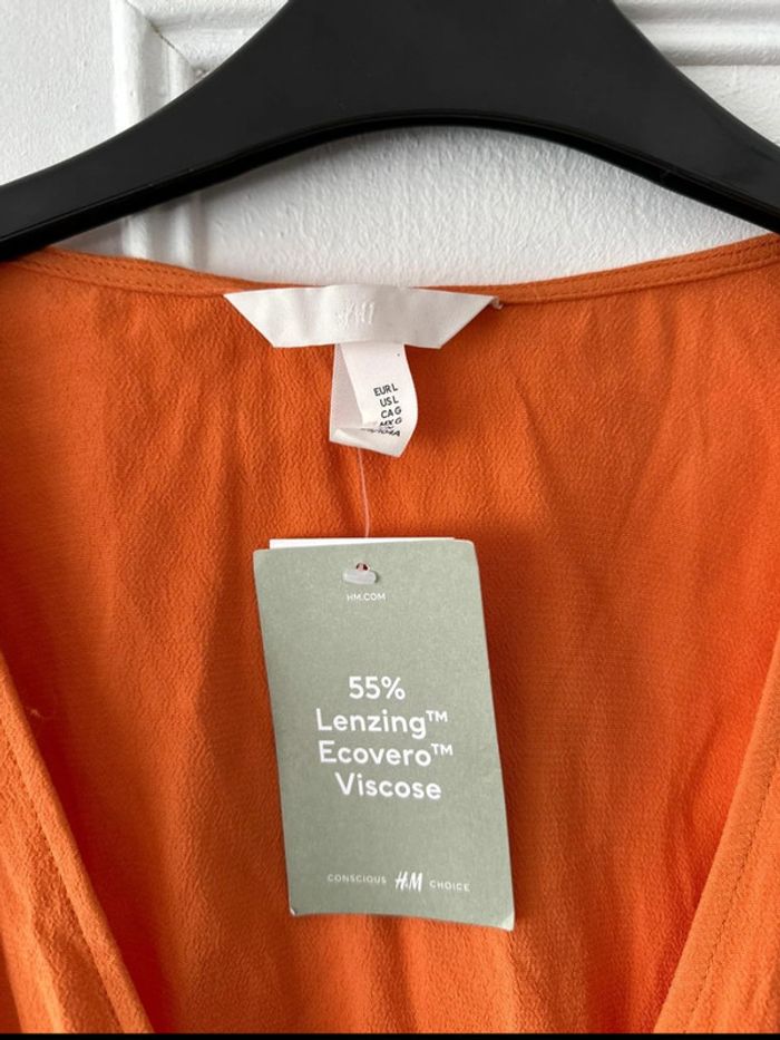 Robe courte manches longues cache-cœur orange taille L H&M - photo numéro 5
