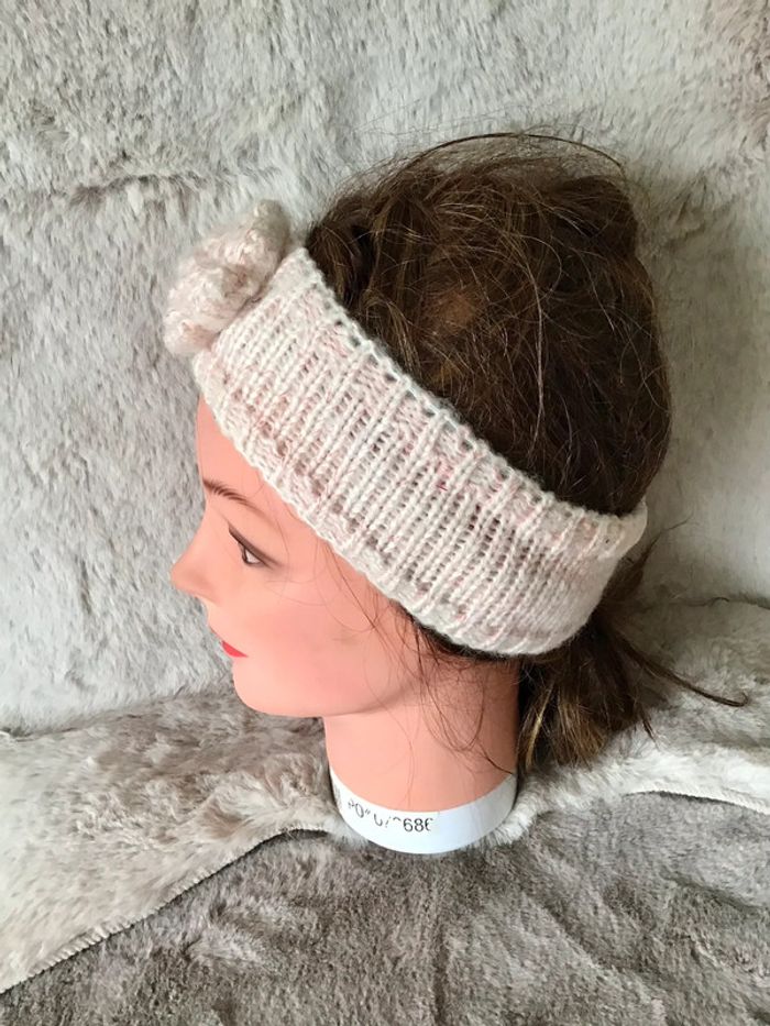 Bandeau cheveux / tête rose clair fils doré taille S (1023) - photo numéro 3