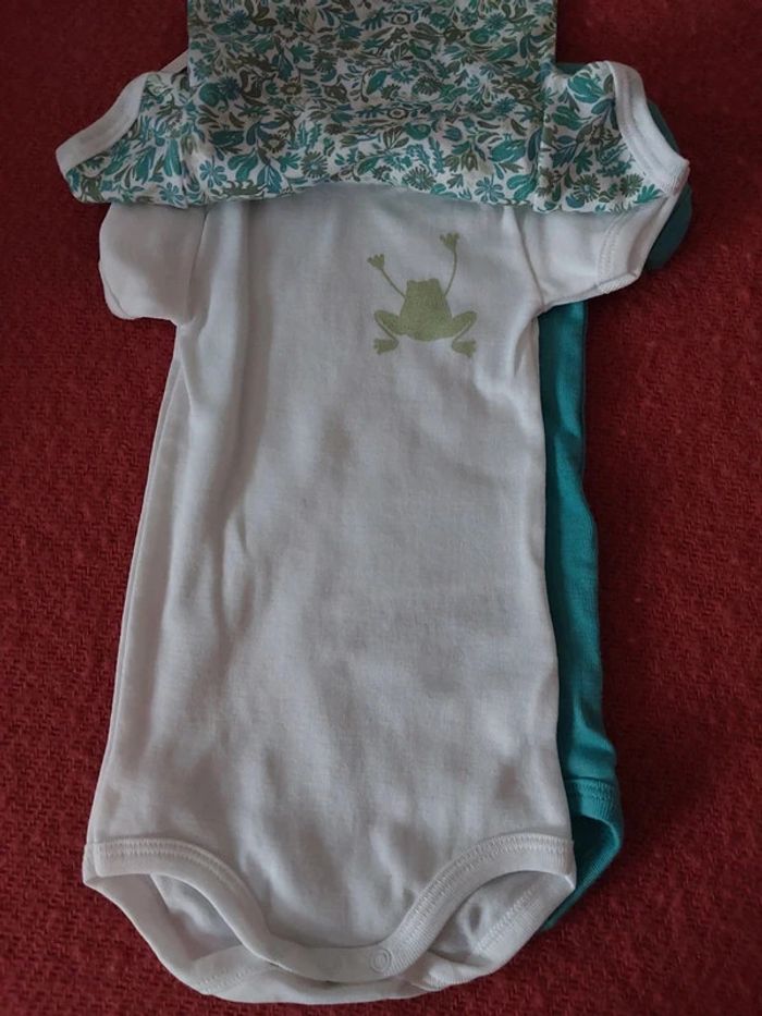 Lot de 3 bodies bébé Petit Bateau 6 mois neufs avec étiquette - photo numéro 2