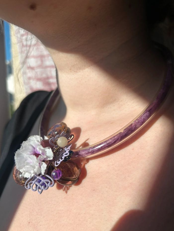 Collier fleur rose - photo numéro 4