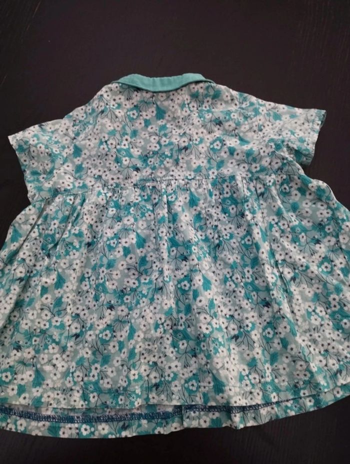 Blouse en tissu liberty mitsi menthe taille 4 ans - photo numéro 5