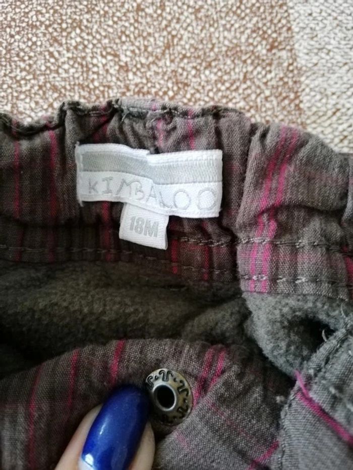 Pantalon 18 mois épais doublé rayé marron/bordeaux kimbaloo - photo numéro 2