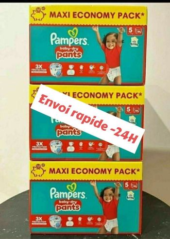 258 couches Pampers taille 5 pants lot de 3 cartons