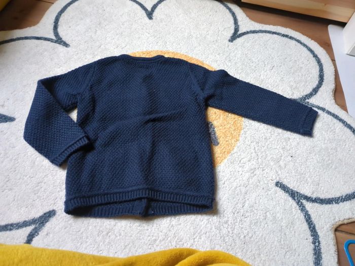 Gilet sergent major bleu marine rose noeud maille épais 6 ans - photo numéro 4