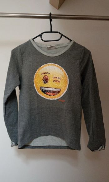 Pull enfant gris à paillettes réversibles