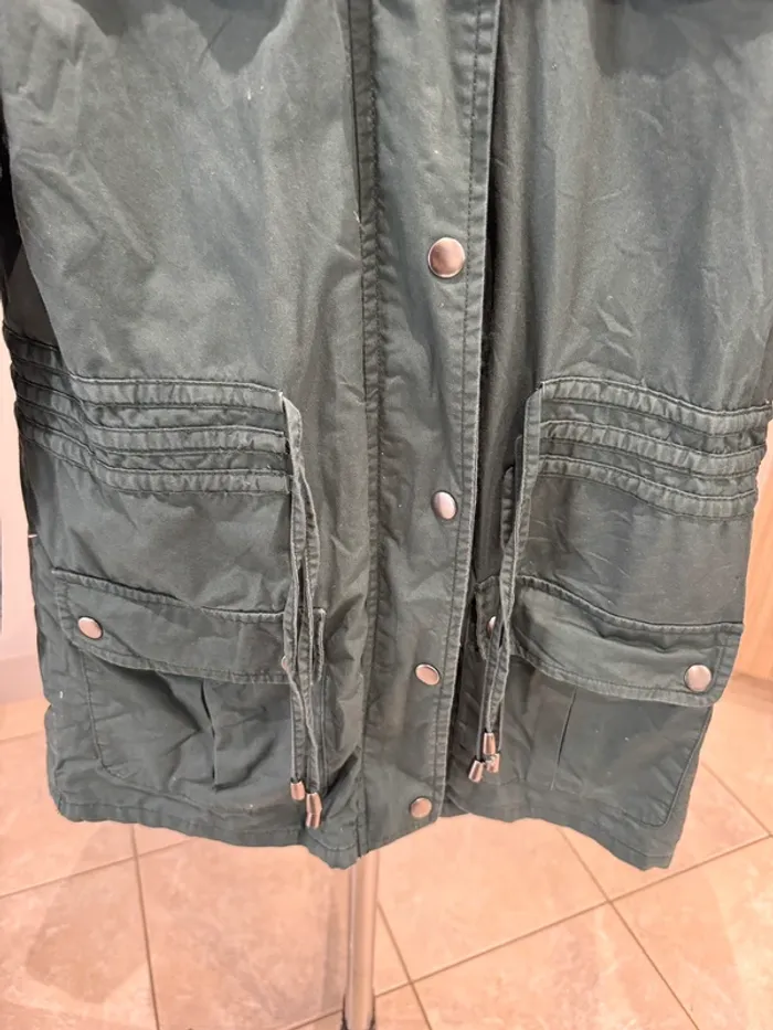 Manteau parka bleu/vert cache cache - photo numéro 3