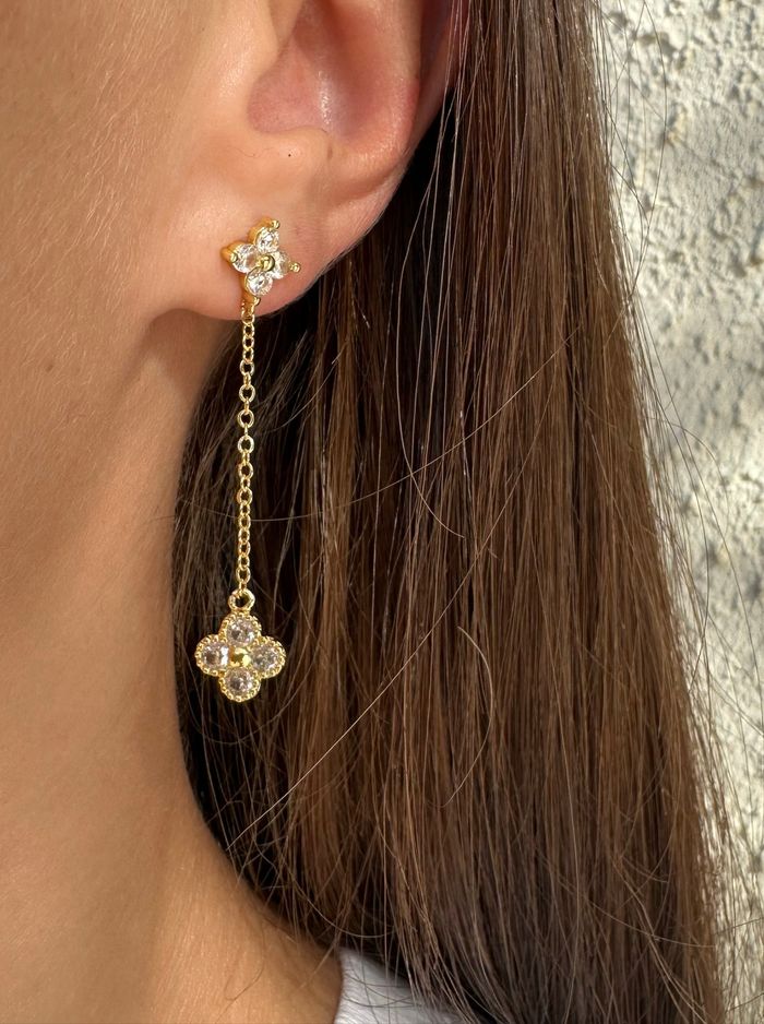 Boucles d’oreilles argent 935 à l’or fin  Diamants - photo numéro 4