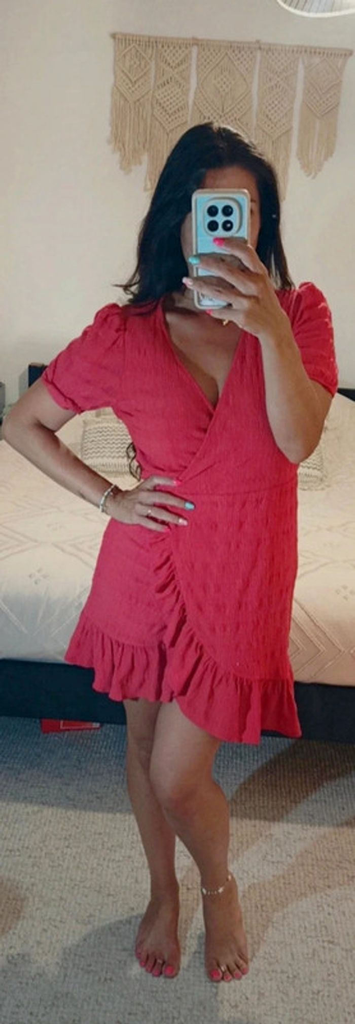 Robe d'été Mango portefeuille rose fuchsia M - photo numéro 2