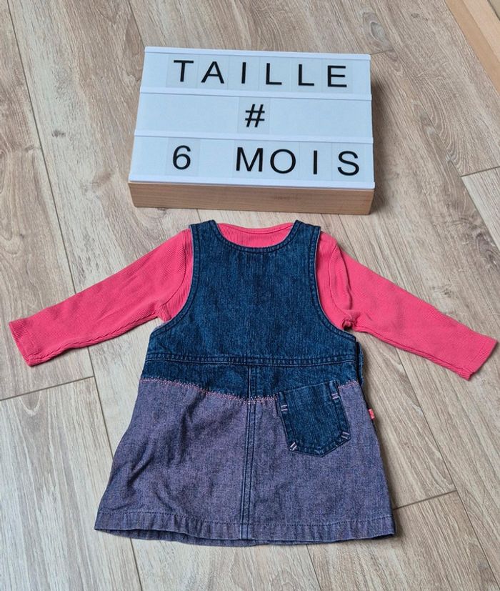 Ensemble robe en jean et tee shirt 6 mois - photo numéro 2