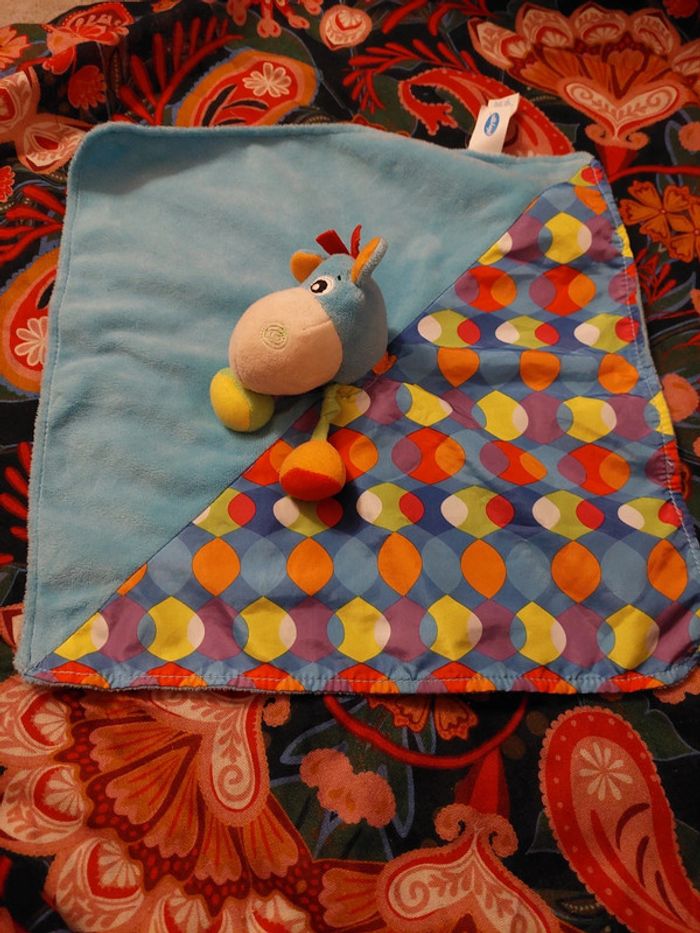 #04 - Playgro - doudou ane cheval bleu multicolore