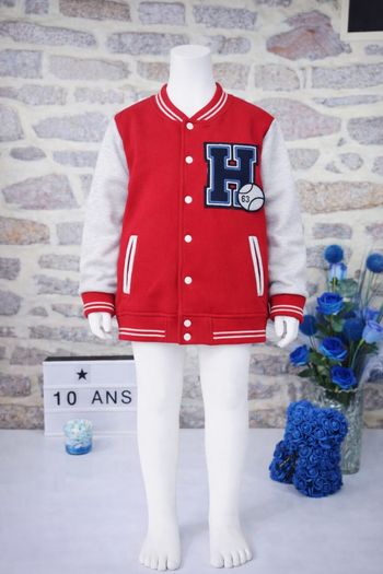 Teddy molletonné bicolore rouge et gris Garçon taille 10 ans marque Vertbaudet 🎸 