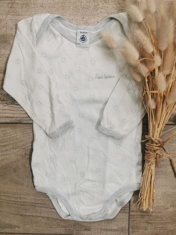🌺Bodie Petit Bateau blanc gris étoile 18mois bébé mixte