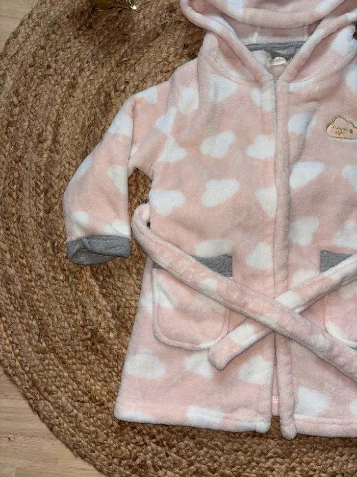 🌺Peignoir rose et blanc avec capuche au motif nuage Taille 3ans/98 cm🌺 - photo numéro 2
