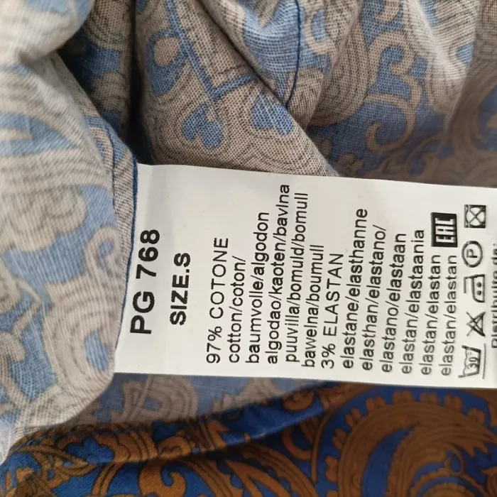 Chemise manches longues à motifs bleu et marron - baroque, cachemire - Taille S - A026 - photo numéro 12
