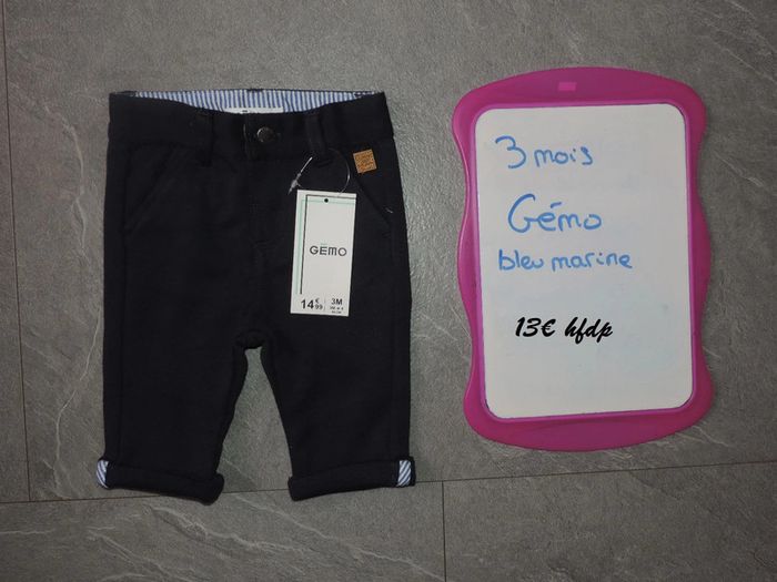 pantalon gémo bleu marine taille 3 mois