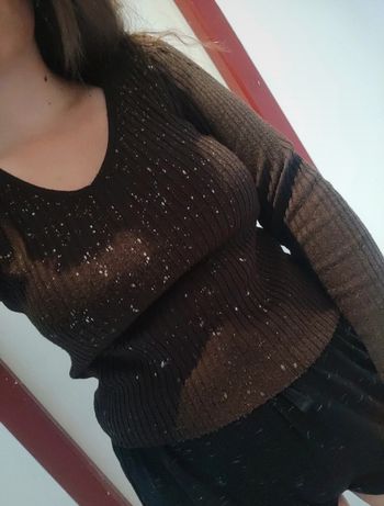 Pull brun et doré