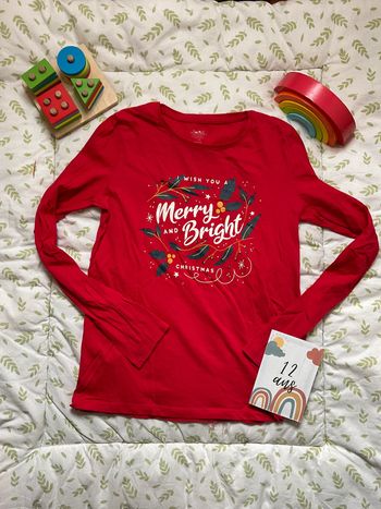 teeshirt manches longues rouge de Noël 12 ans kiabi