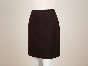 Jupe droite marron foncé doublée Taille 38 Camaïeu